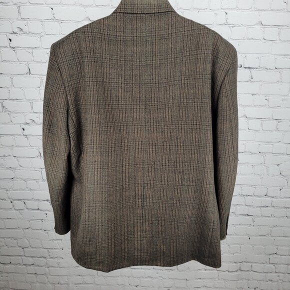 Oscar De La Renta Brown 100% Lambswool 2 Button Blazer Sport Coat Size 48R - Picture 2 of 16